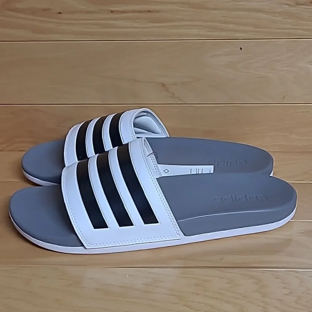 Adidas Adilette Comfort Slide Sandal White Black Grey Mens Shoe GZ5895